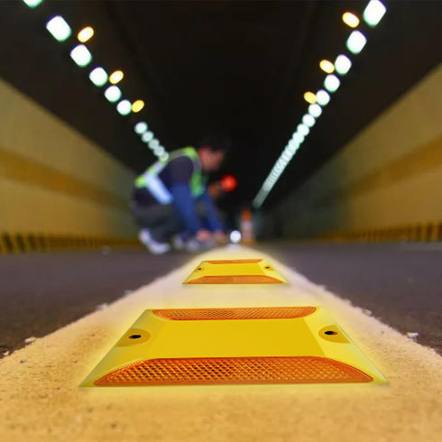 12-Pack Lane Reflectors, 4 x 4 Inch Asphalt Road Markers for Speed Bumps, Sidewalks, Crosswalks, Highways, Driveways