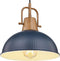 Emliviar Dome Pendant Light, Wood Adjustable Hanging Lamp with Hammered Metal Shade,