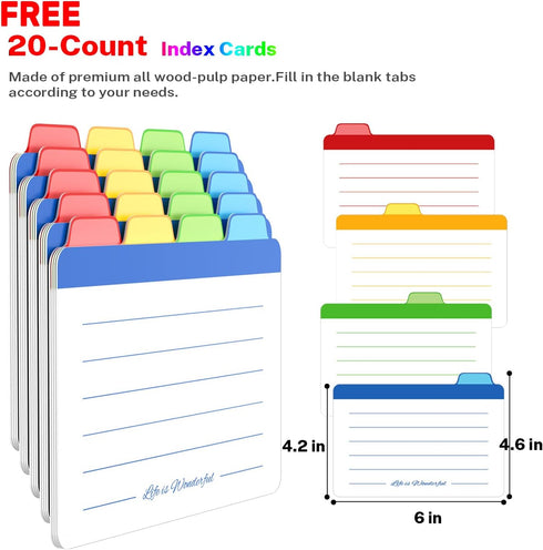 Neando 4x6 4 600 Index Card Holder, Acacia Index Card Box, Index Card Organizer Case, Wood Recipe Box with Dividers