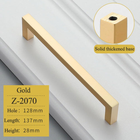 SKFGNX Knob,Z,2070,128 Long Handle Modern Minimalist Kitchen Furniture Cabinet Drawer Pull, Gold zinc Alloy Wardrobe