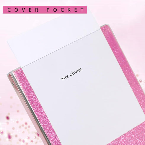 Glitter 3 Ring Binder Organizer, 1 Inch Binder Holds 300 Pages, Waterproof Durable View Binder, Pink, 10.5'' x 11.5''