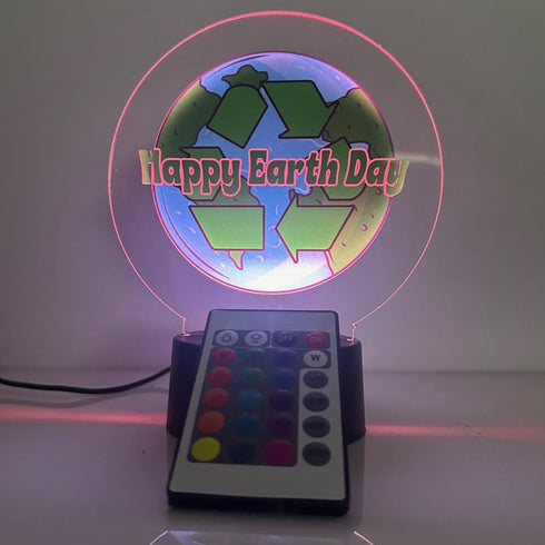 16 MIRROR MANIA Happy Earth Day Globe LED Night Light Table Lamp Featuring Color Changing Options - Custom Gift