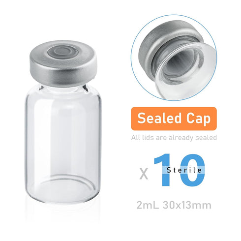 10 Pack 2ml Sealed Sample Vials, Transparent Glass Vials with Self Healing Injection Port (10, 2ML)