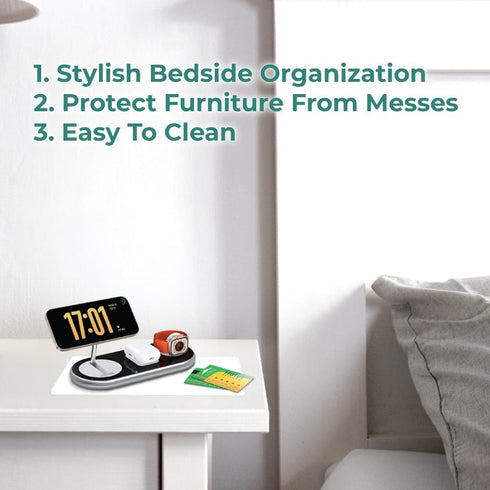 7.5" 11" BLACK+DECKER Water-Resistant Nightstand Mat, x Protects Nightstands from Liquids & Dirt, Travel-Ready, Stylish
