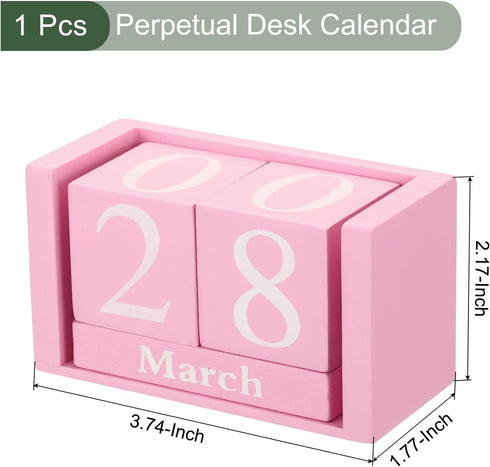 YOKIVE Wooden Block Perpetual Calendar for Desk, Wood Month Date Display Block, Great for Daily Desktop Shop Bar Desk