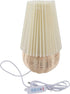 SASKATE Small Table Lamp, Bedside Nightstand Mini Lamp, Rattan Pleated Aesthetic Vintage Lamp for Bedroom Living Room