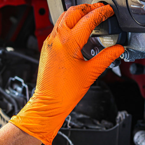 MedRose Disposable Nitrile Gloves: Extra Thick, Latex-Free, Orange Gloves for Industrial and Lab Use