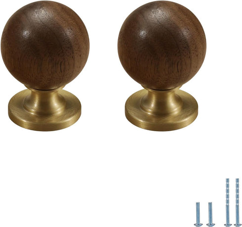 6 Pcs Small Single-Hole Wardrobe Knobs Wooden Door Walnut Wood Cabinet Door
