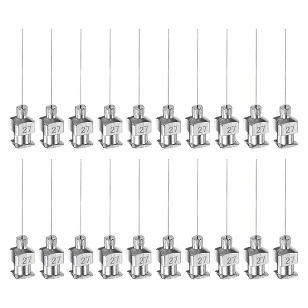 20pcs 27Gauge Stainless Steel Dispensing Needles, 1" Blunt Tips Luer Lock for Thick Liquids, Ink, Glue