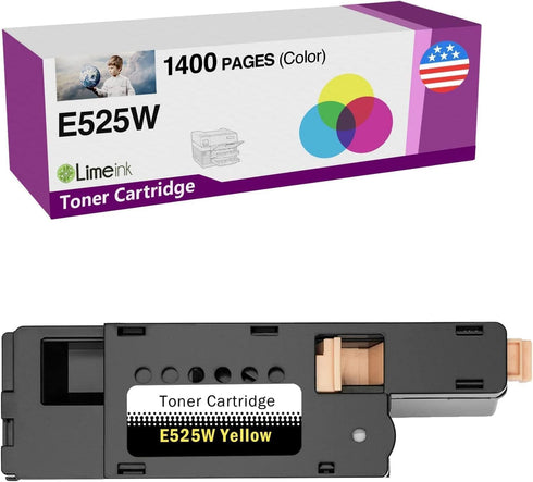 Limeink 1 Yellow Compatible High Yield Laser Toner Cartridge for Dell E525W, E525DW Color Laser Printer