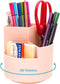 Desk Pencil Pen Holder, 3 Slots 360-Degree Rotating Organizer for Home, Office, School, Kids, Peach Pink