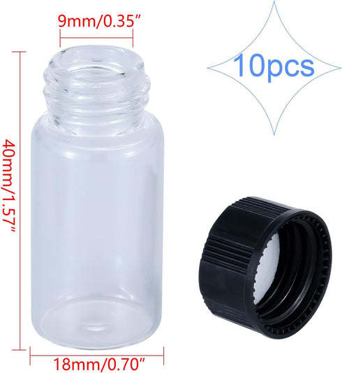5 ml Clear Glass Bottles for Essential Oils, Chemistry Lab Chemicals, Colognes & Perfumes (10 Pieces) by Newzoll