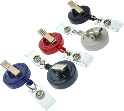Specialist ID 15 Pack Premium Retractable ID Badge Reels, Solid Color Blanks with Nylon Key Pull String
