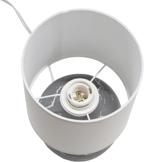 LT1170-GRY 12.4" Simple Designs Chic Glow Rounded Marble Inspired Concrete Table Lamp with Fabric Shade, Bedroom