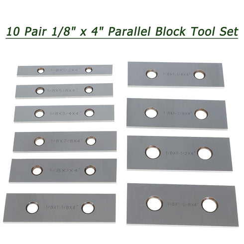 10 Pair 1/8 x 4 Machinist Parallel Block Tool Set, 0.0002 Parallelism Accuracy Matched Parallel Bar