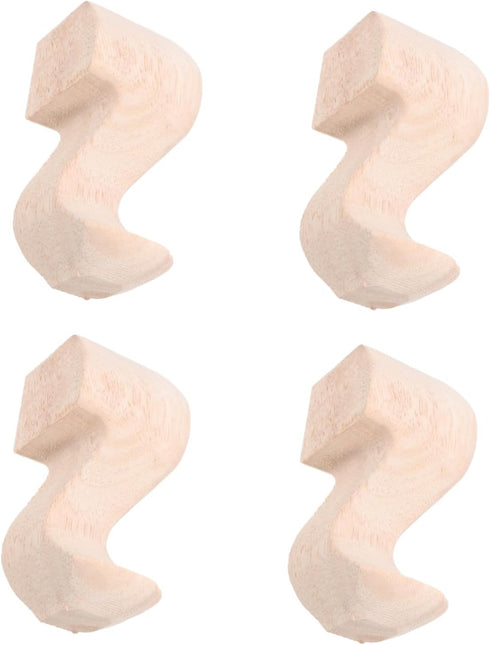 4pcs Carved Rubber Wood Furniture Legs for Sofa Tv Cabinet Bedside Table