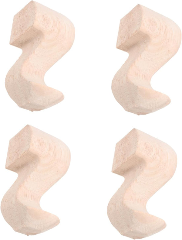 4pcs Carved Rubber Wood Furniture Legs for Sofa Tv Cabinet Bedside Table