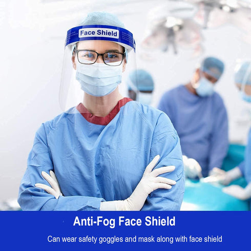 10 Pcs Face Shield Mask, Anti-Fog Clear Full Face Protection Shield, Reusable Plastic PPE Face Protection with Elastic