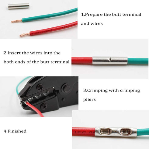 40 Pcs Non Insulated Butt Connectors Kit, AWG 4 6 8 Gauge Uninsulated Electrical Wire Crimp Ferrule Terminals
