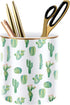 WAVEYU Pen Pencil Holder, Cactus, Multi-Purpose Desk Organizer for Girls Boys Kids, Durable Ceramic Makeup Brush Holder