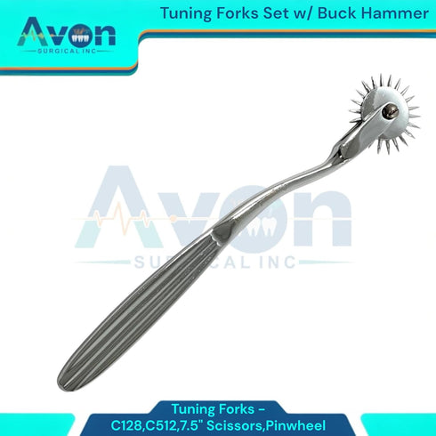 Avon Surgical Set 5pcs Hammer, 7.5in, 128Hz 512Hz Diagnostics Examination of - Buck Reflex Wartenberg Pinwheel, Utility