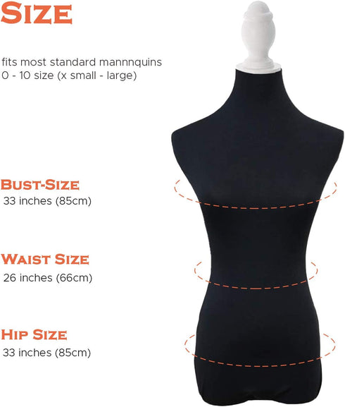 NAVADEAL Black Superb Mannequin Fabric Cover, Soft Stretchy for Fashion Designer Retail Boutique Store