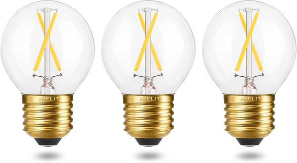 Dimmable Globe E26 LED Bulb, 2W(25-Watt Equivalent), Soft White 3000K, A15/A50 E26