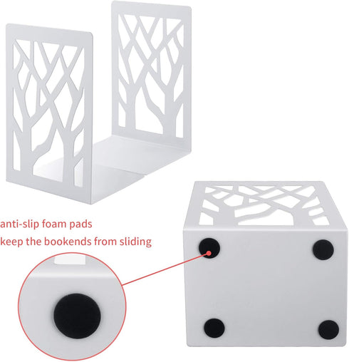White(3 MSDADA Bookends, Book Ends for Shelves, Bookends for Office, Book Ends for Heavy Books, Book Shelf Holder Stand