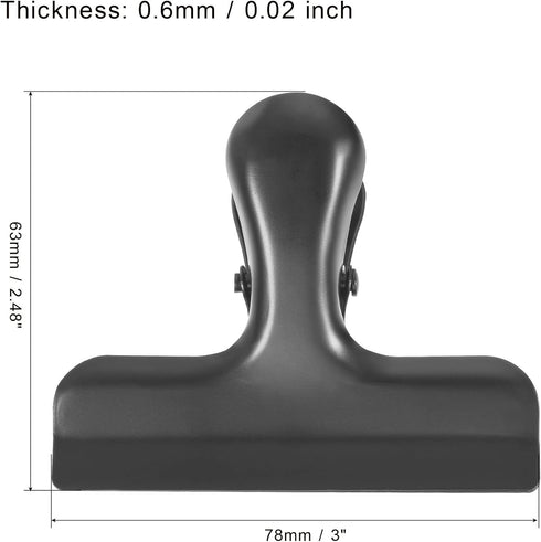 PATIKIL Stainless Steel Clips 3 Inch Wide, 4 Pack Small Black Clamp for Food Bag Paper File Photo by PATIKIL
