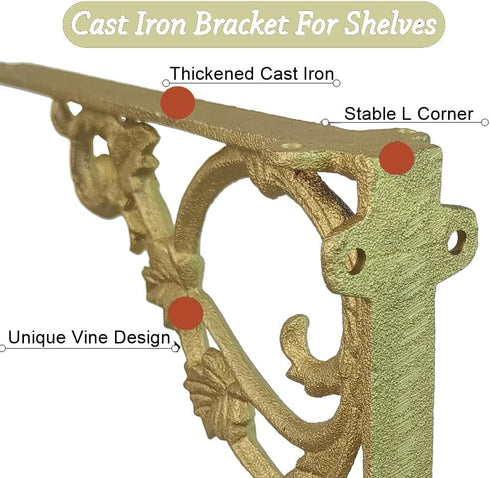 9 9 inch 2 Cast Iron Victorian Scroll Shelf Brackets, x Antique Decor Shelves Bracket, Wrought Iron Corner