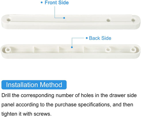 20Pcs 180mm uxcell Drawer Slides, - Plastic Drawer Rails, Side Mounted Grooved Guide Rails for Cabinet Drawers Bedside