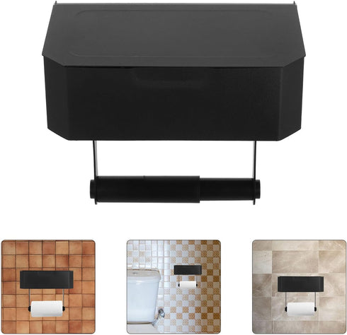 LIFKOME Stainless Steel Toilet Paper Holder with Wipes Dispenser, Square Wall-Mount Tissue Box for Bathroom and Toilet