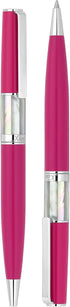 Xezo Speed Master Twist Action Medium Ballpoint Pen, Matte Cerise Fuchsia with White Mother of Pearl, Chrome Plated