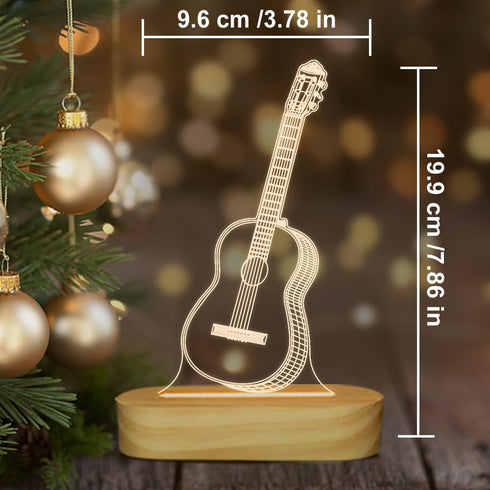 3D Guitar Illusion Optical Night Light LED Bedside Lamp for Children Men Him Musicians Lovers Christmas Gifts Soft Warm