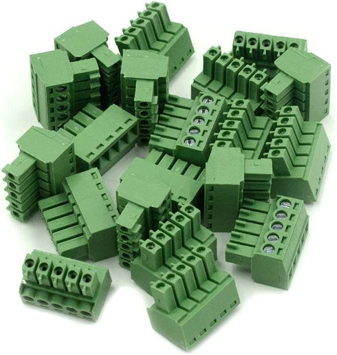 5-Pin 300V KF2EDGK 3.5mm Pitch PCB Screw Terminal Block Connector Green - (20 Pcs)