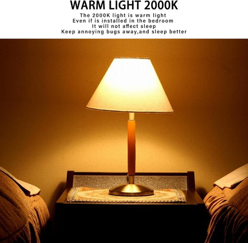 Dusk to Dawn Bug Light Bulb, Outdoor, 2 Pack Amber, Auto On/Off, 10W (100W Equivalent), E26 Base, Decorative Lamps