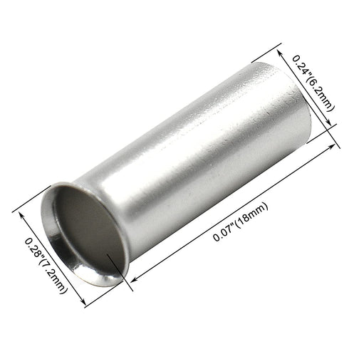 Baomain 100-Pack AWG 6/16mm² Long: 18mm Copper Crimp Connectors – Non-Insulated Ferrule Pin Terminals
