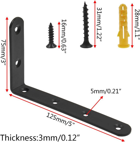Luomorgo 16 5" 3", Pcs L Shaped Brackets for Shelves - Heavy Duty Steel, Decorative Corner Brace Joint, Right Angle