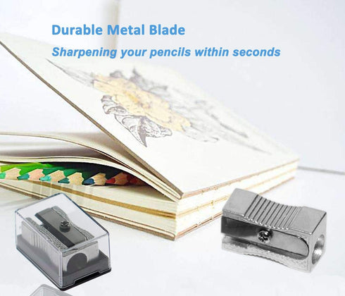 WEKOL Metal Dual Pencil Sharpener, Aluminum Manual Sharpeners with Acrylic Cover, 4Pcs Blades