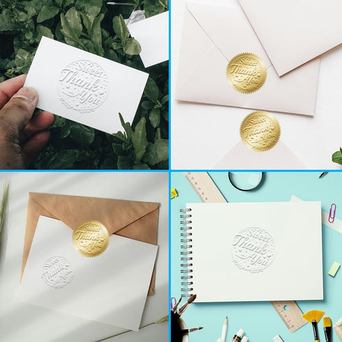 Set Invitation100Pcs ANATTASOUL Letter Book Embosser Personalized Sweet Thanks Pattern Book Stamp, Durable Library