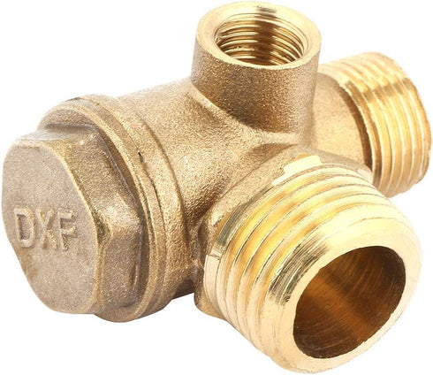 Air Compressor Check Valve, 3-Way Brass Male Threaded Air Compressor Check Valve Tube