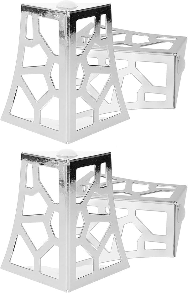 Cabilock 4pcs 10cm Chrome Metal Furniture Legs with Hollow Patterned Design, Replacement