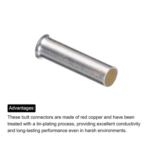 MECCANIXITY 1000 Pcs Non Insulated Butt Connectors, 16AWG Wire Connector for Electrical Crimp Ferrule Terminals