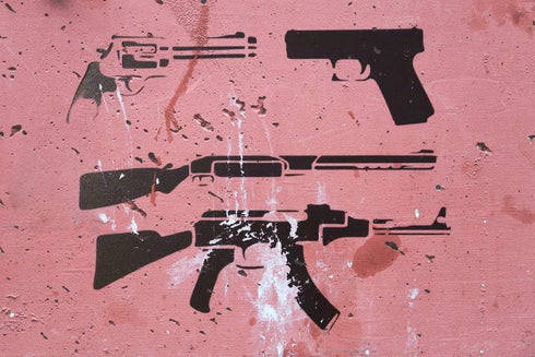 Reusable Guns Stencil 11" x 8.5" - Custom Design for Tactical & Educational Crafts