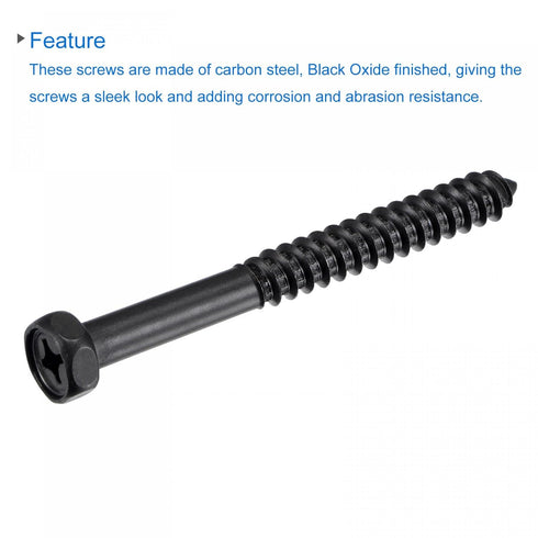 uxcell Hex Lag Screws 5/16" x 3" Carbon Steel Phillips Head Bolts for Deck Building, 10pcs