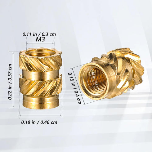iplusmile 100pcs 3D Printing Brass Nuts, M3 Thread Brass Knurled Nuts for 3D Printer, Laptop Automotive Plastic Shell