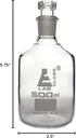 EISCO Borosilicate Glass Reagent Bottle, Narrow Mouth with Interchangeable Hexagonal Stopper - 500ml Labs