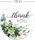 Boho Greenery Thank You Stickers, 500 Floral Labels Roll, 1.5" Round Envelope Seals, Made in The USA