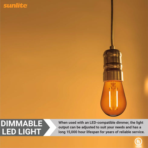 Sunlite 40975 LED S14 String Light Bulb, 2 Watts (25W Equivalent), Medium E26 Base, Transparent, 6 Count