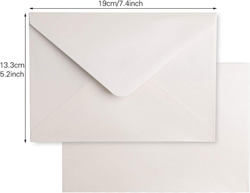 PONATIA 50 Pieces/Lot A7 Envelopes, 5.25 x 7.5'' Gold Glitter Shiny Envelopes, Perfect for 5x7'' Weddings, Invitation